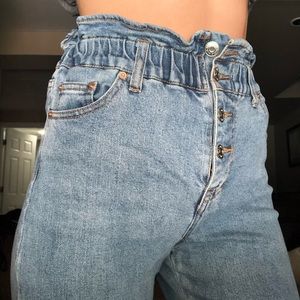 scrunch top mom jeans